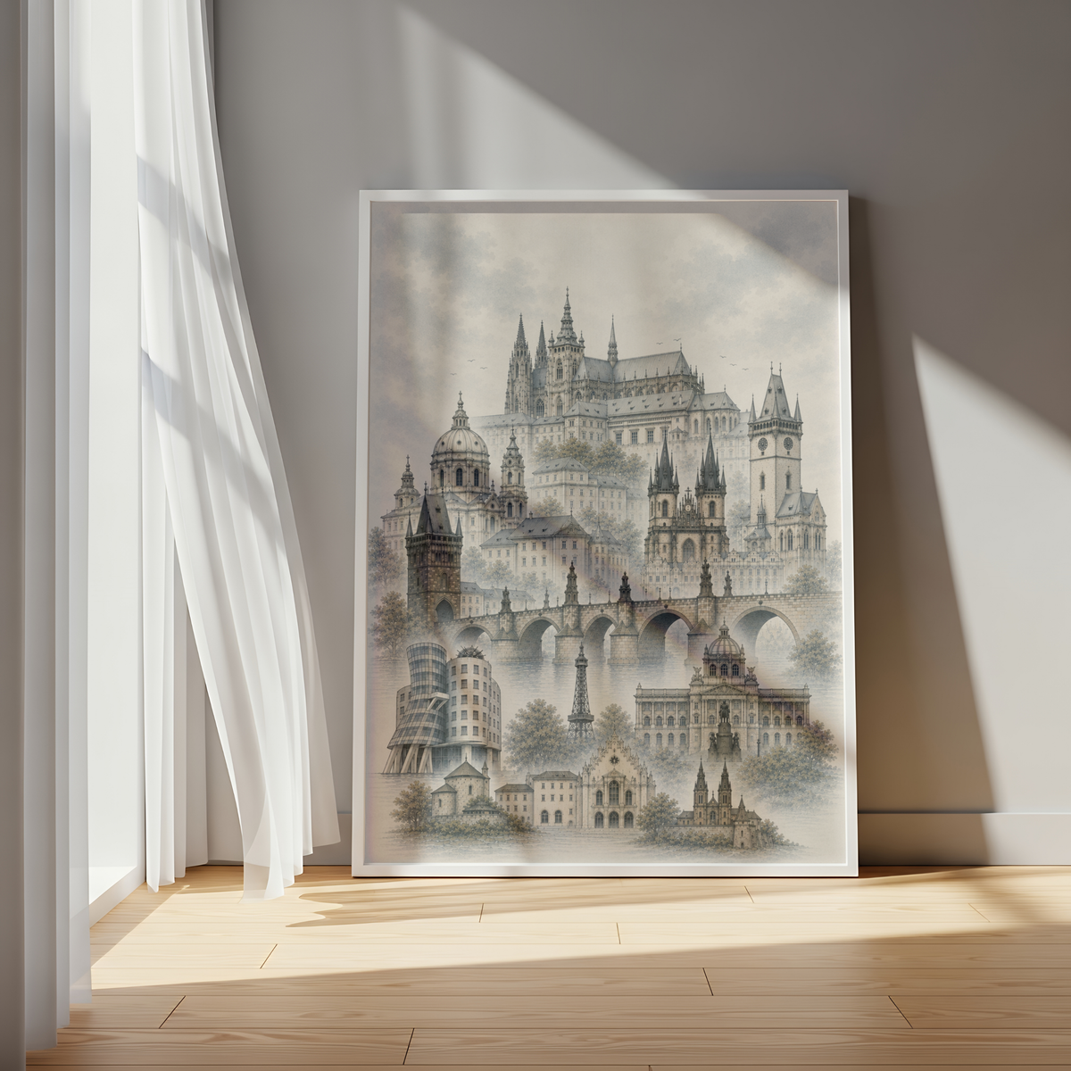 Prague Czech Republic Travel Wall Art - Landmarks (Unframed)
