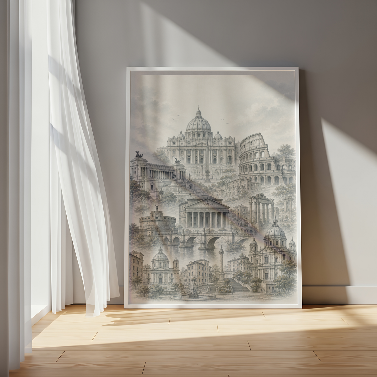 Rome Italy Travel Wall Art - Landmarks (Unframed)
