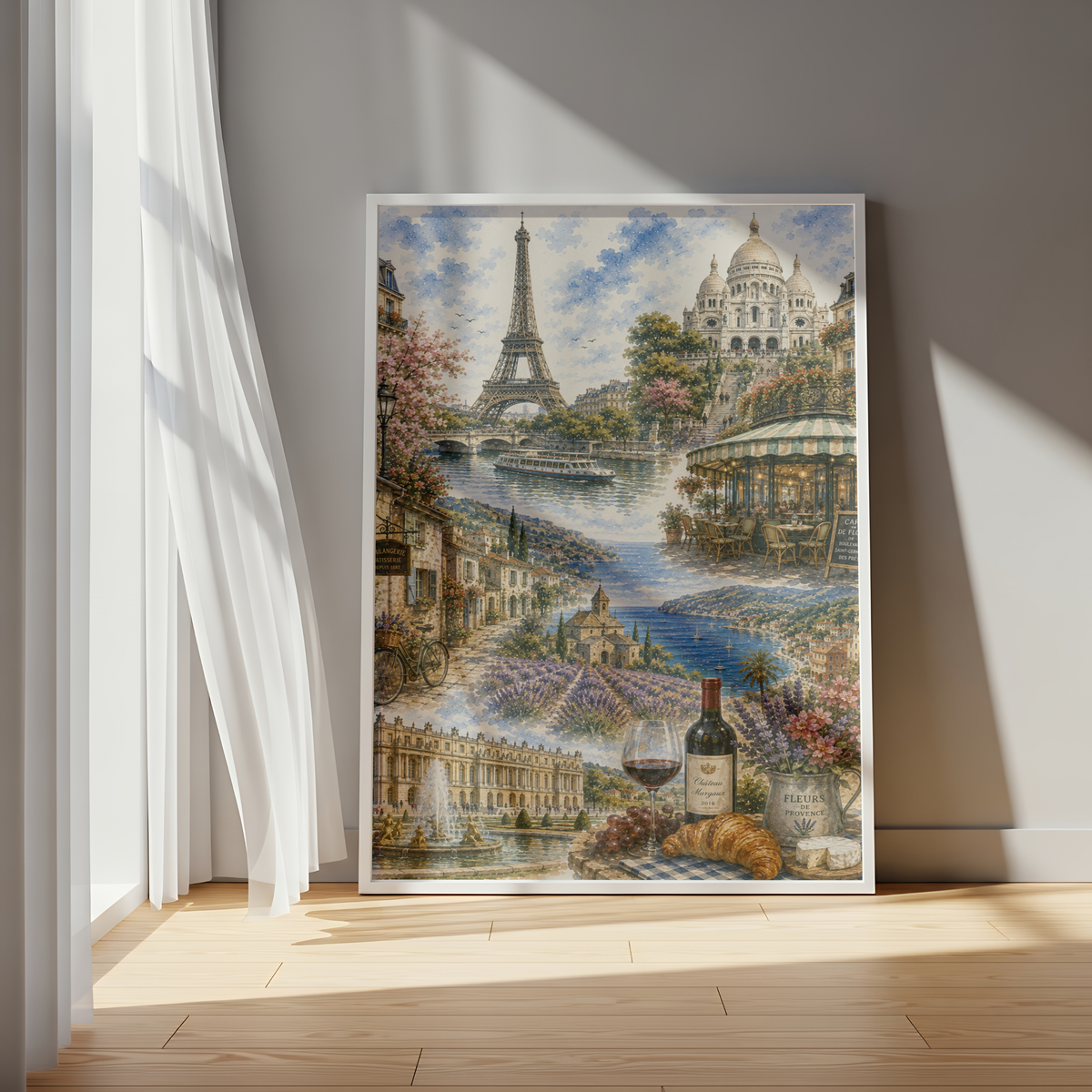 Paris France Travel Wall Art - Landmarks Collage (Unframed)