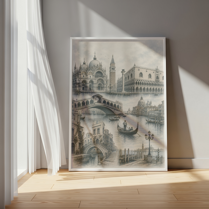 Venice Italy Travel Wall Art - Landmarks (Unframed)