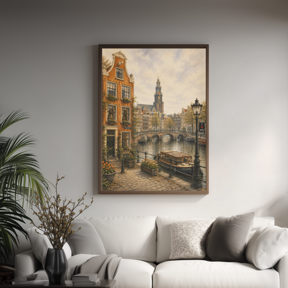 Amsterdam Netherlands Travel Wall Art - Vintage (Unframed)
