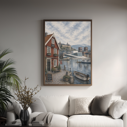 Oslo Norway Travel Wall Art - Vintage (Digital Download)