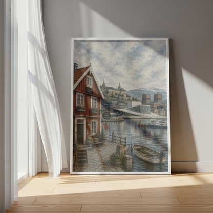 Oslo Norway Travel Wall Art - Vintage (Unframed)