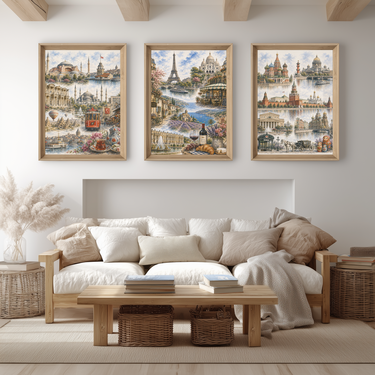 Paris France Travel Wall Art - Landmarks Collage (Unframed)