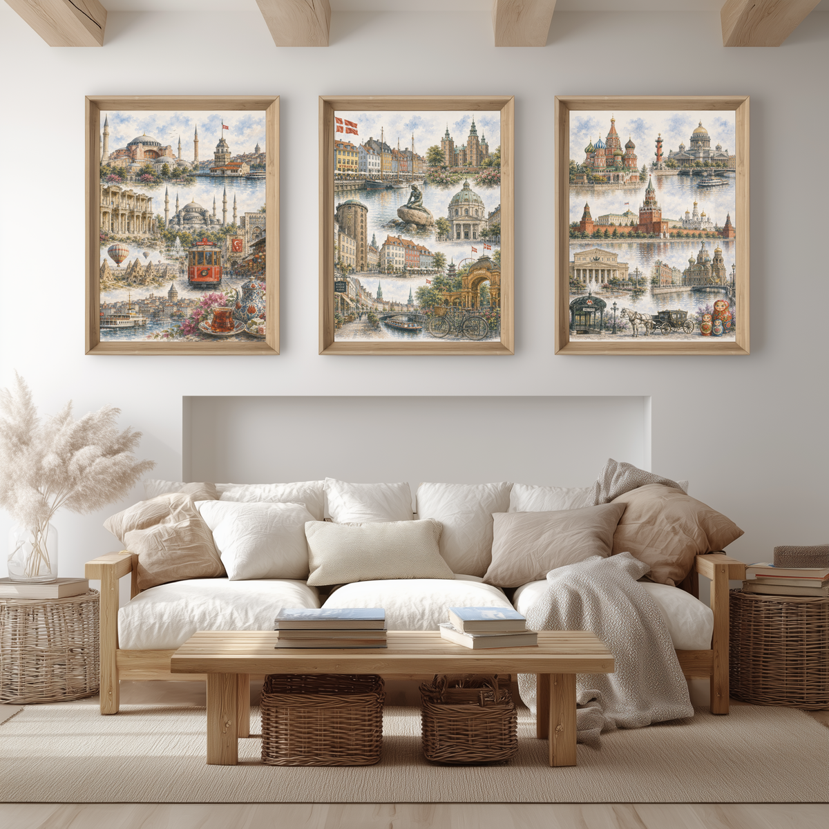 Copenhagen Denmark Travel Wall Art - Landmarks Collage (Unframed)