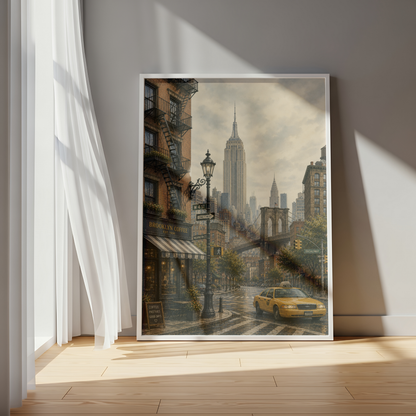 New York USA Travel Wall Art - Vintage (Unframed)