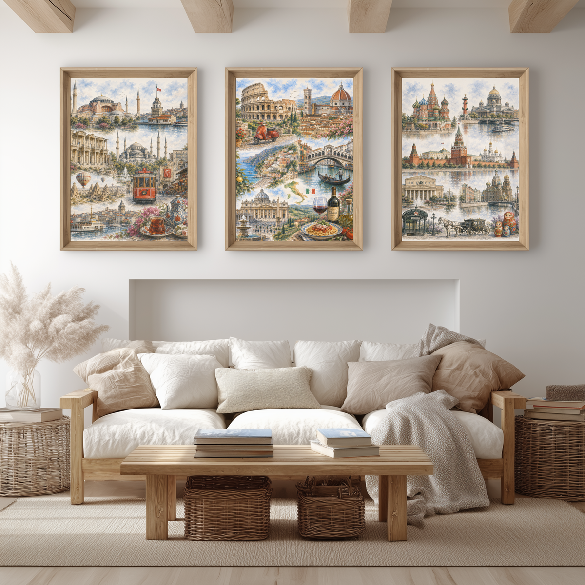 Rome Italy Travel Wall Art - Landmarks Collage (Unframed)