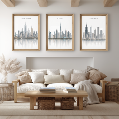Dubai UAE Travel Wall Art - Skyline (Unframed)