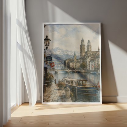 Zurich Switzerland Travel Wall Art - Vintage (Digital Download)