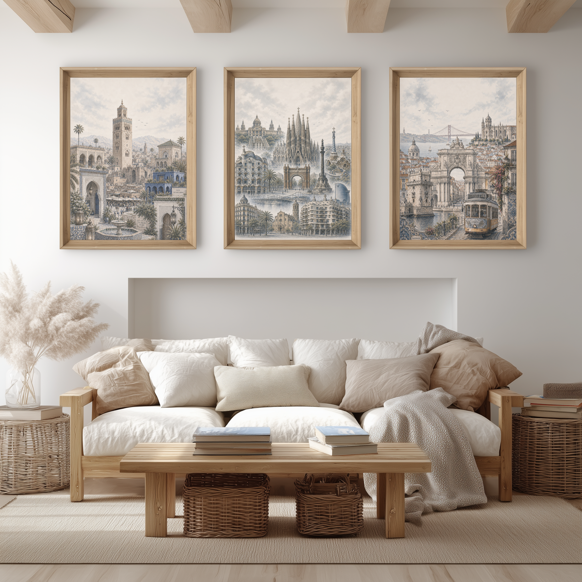 Barcelona Spain Travel Wall Art - Landmarks (Unframed)