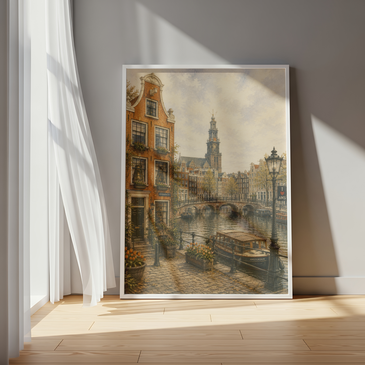 Amsterdam Netherlands Travel Wall Art - Vintage (Unframed)