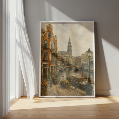 Amsterdam Netherlands Travel Wall Art - Vintage (Unframed)