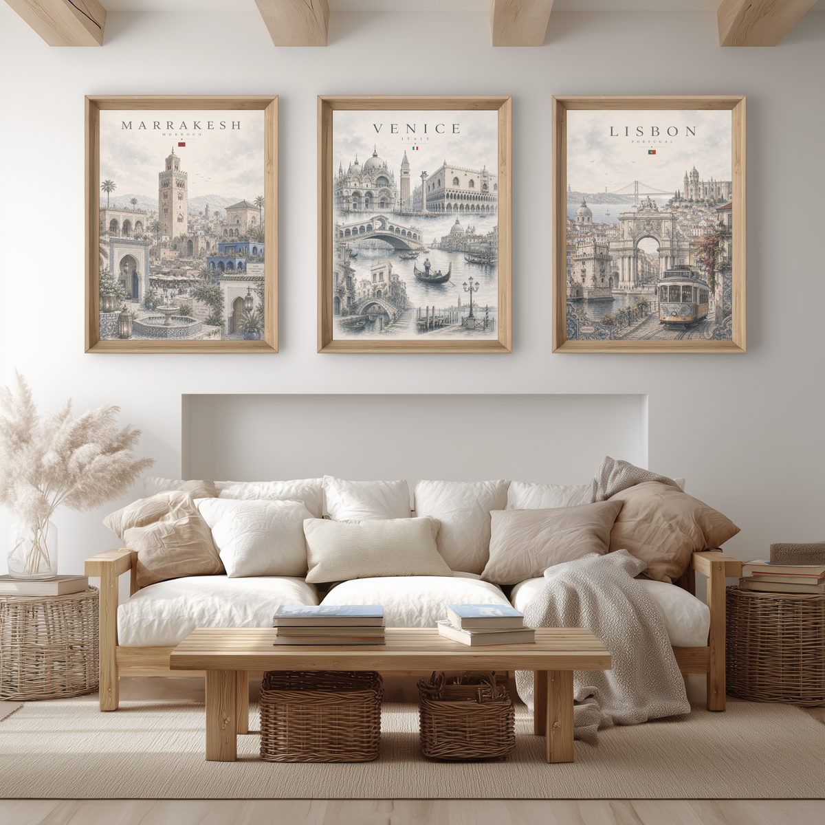 Venice Italy Travel Wall Art - Landmarks with Typography (Unframed)