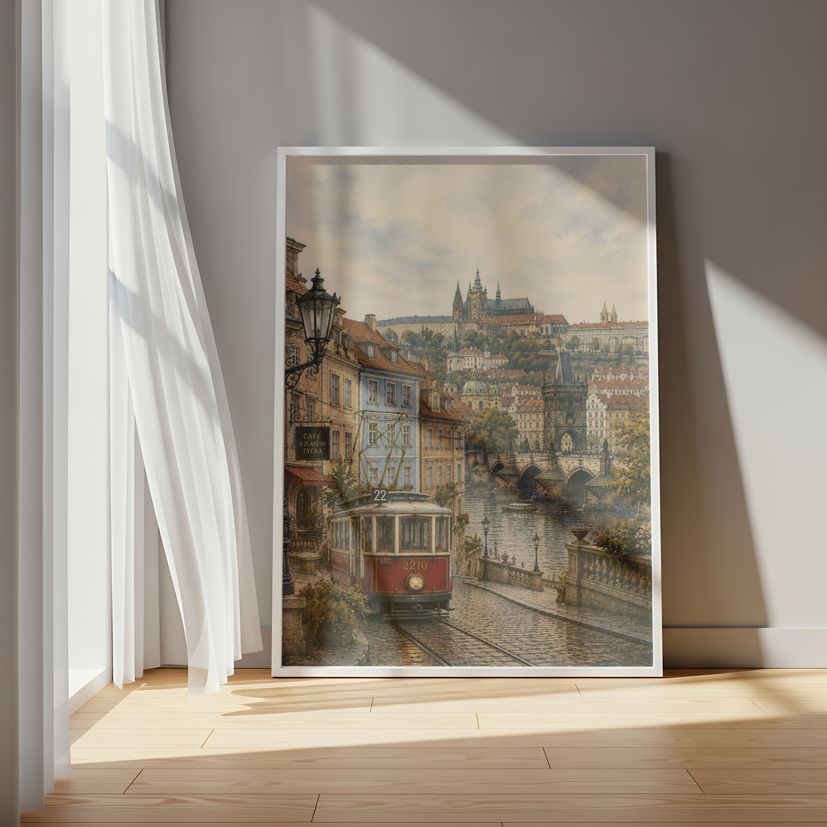 Prague Czech Republic Travel Wall Art - Vintage (Unframed)