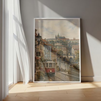 Prague Czech Republic Travel Wall Art - Vintage (Unframed)