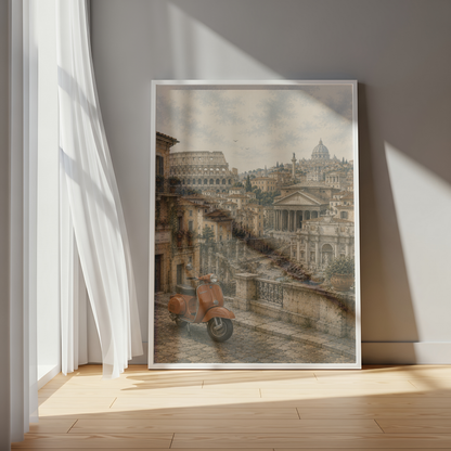 Rome Italy Travel Wall Art - Vintage (Unframed)