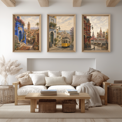 Lisbon Portugal Travel Wall Art - Vintage (Unframed)