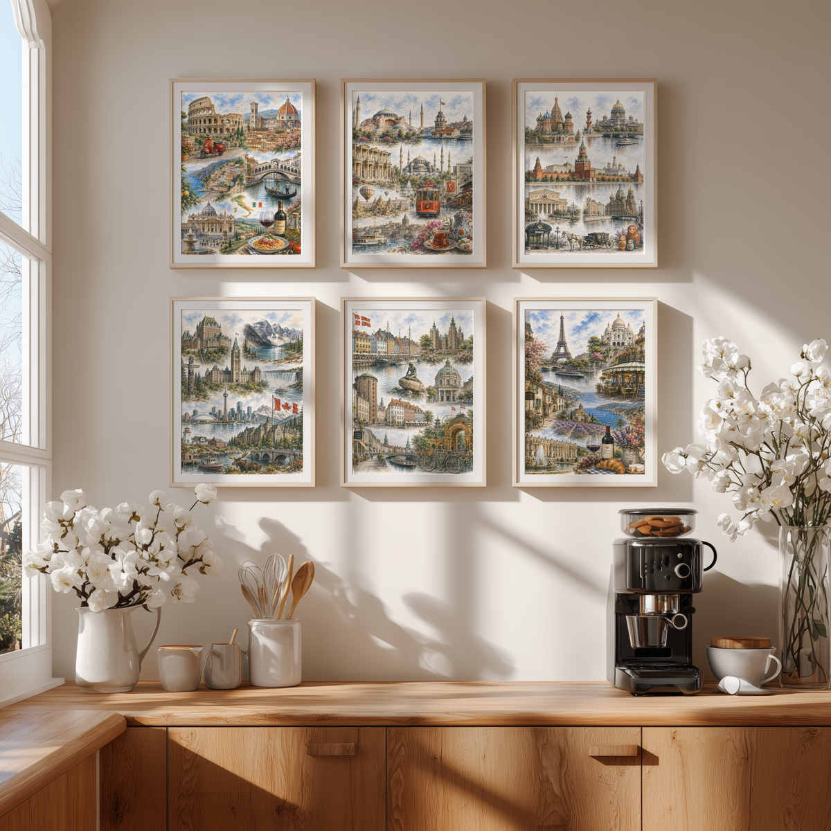 Copenhagen Denmark Travel Wall Art - Landmarks Collage (Unframed)