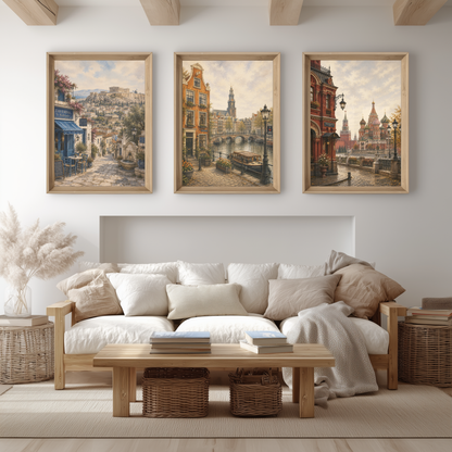 Amsterdam Netherlands Travel Wall Art - Vintage (Unframed)