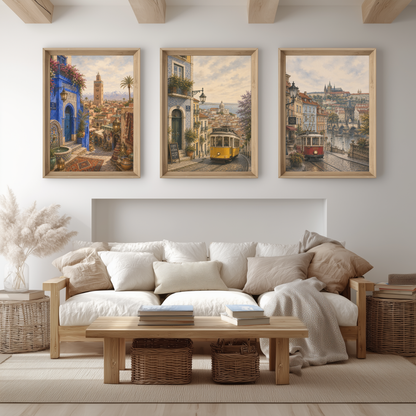 Prague Czech Republic Travel Wall Art - Vintage (Unframed)