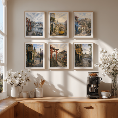 Lisbon Portugal Travel Wall Art - Vintage (Unframed)