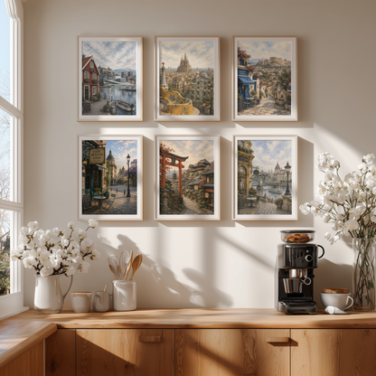 Barcelona Spain Travel Wall Art - Vintage (Unframed)