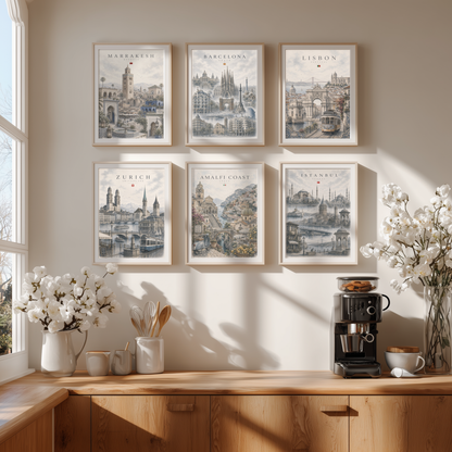 Zurich Switzerland Travel Wall Art - Landmarks with Typography (Digital Download)