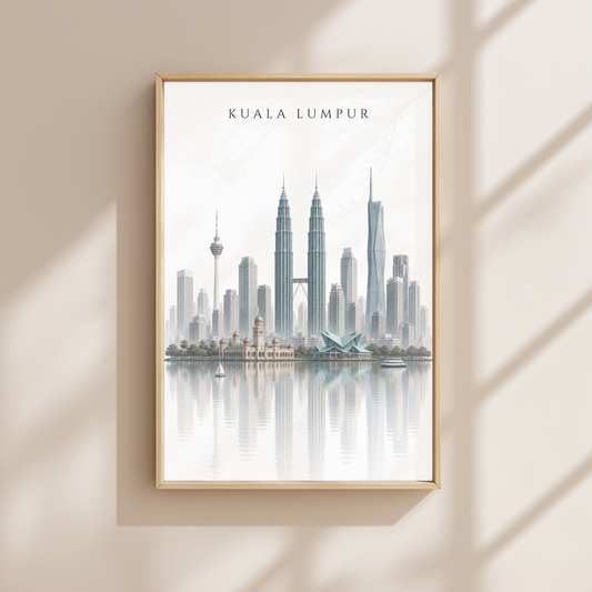 Kuala Lumpur Malaysia Travel Wall Art - Skyline (Unframed)
