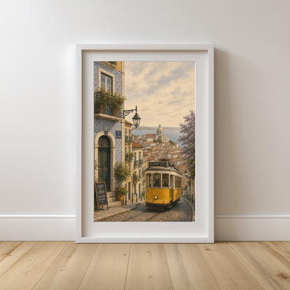 Lisbon Portugal Travel Wall Art - Vintage (Unframed)