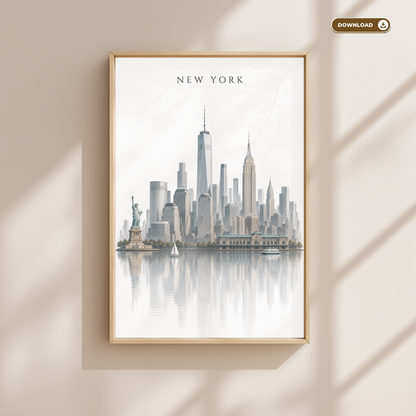 New York USA Travel Wall Art - Skyline (Digital Download)