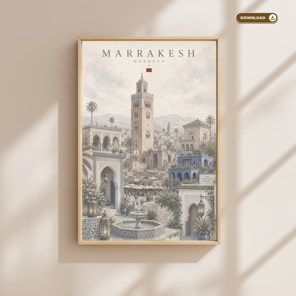 Marrakech Morocco Travel Wall Art - Landmarks (Digital Download)