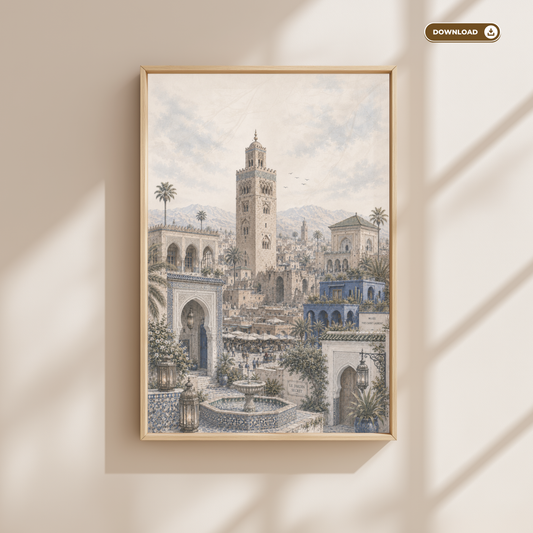 Marrakech Morocco Travel Wall Art - Landmarks (Digital Download)