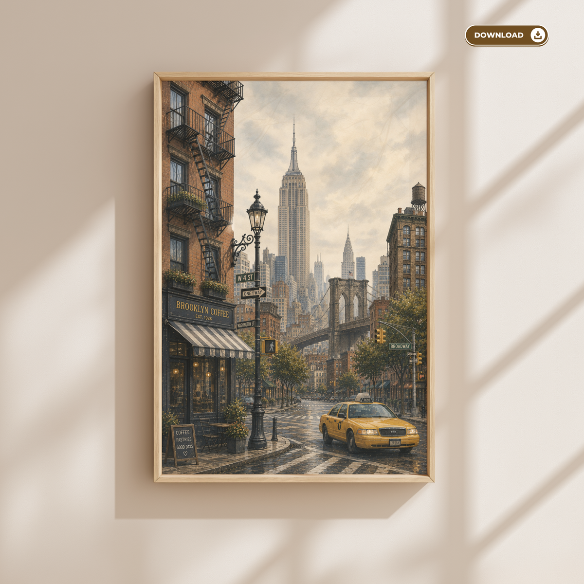 New York USA Travel Wall Art - Vintage (Digital Download)