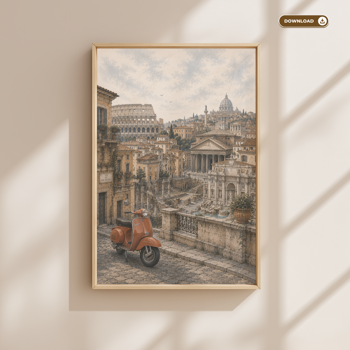 Rome Italy Travel Wall Art - Vintage (Digital Download)