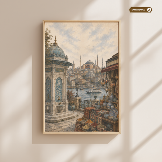 Istanbul Turkiye Travel Wall Art - Vintage (Digital Download)