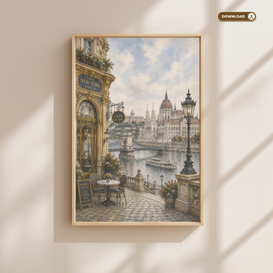 Budapest Hungary Travel Wall Art - Vintage (Digital Download)