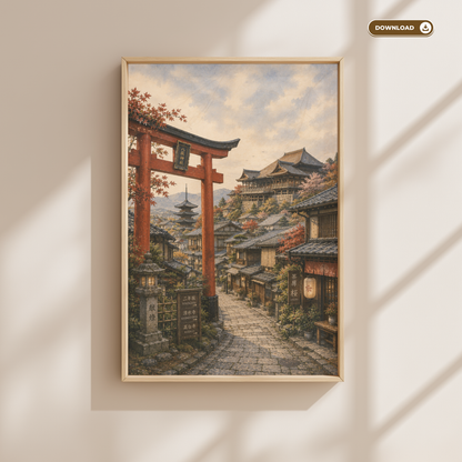 Kyoto Japan Travel Wall Art - Vintage (Digital Download)