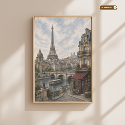 Paris France Travel Wall Art - Vintage (Digital Download)