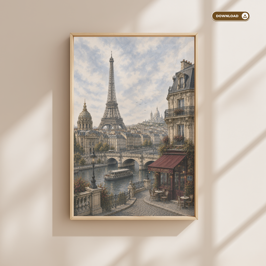 Paris France Travel Wall Art - Vintage (Digital Download)