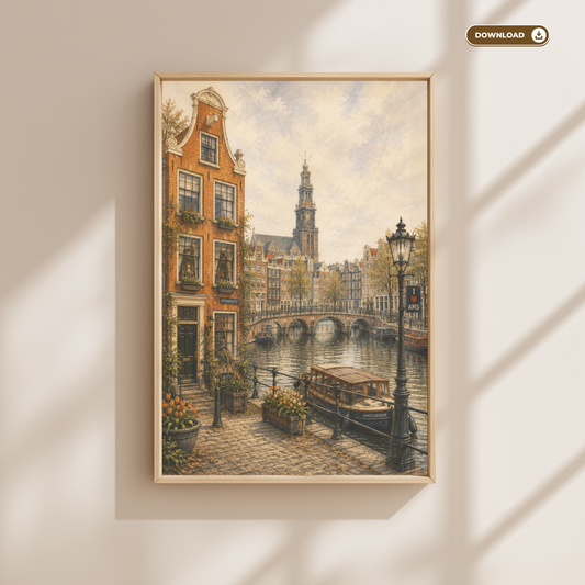 Amsterdam Netherlands Travel Wall Art - Vintage (Digital Download)