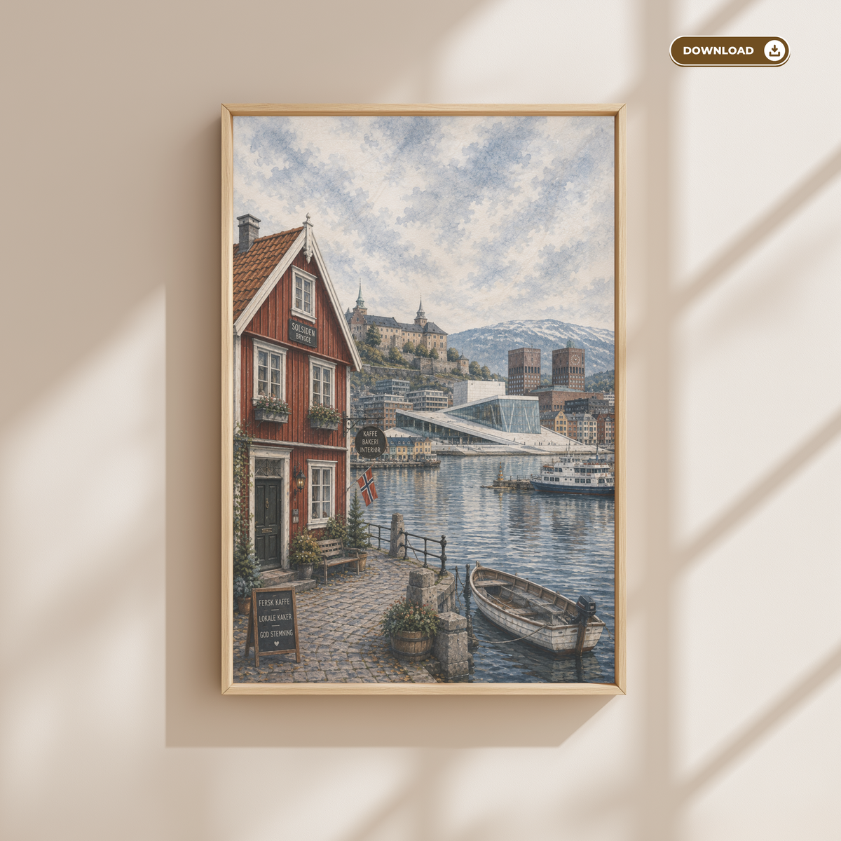 Oslo Norway Travel Wall Art - Vintage (Digital Download)