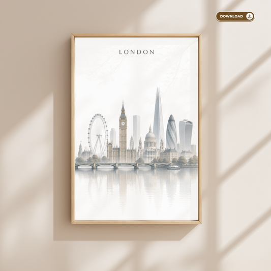 London England Travel Wall Art - Skyline (Digital Download)
