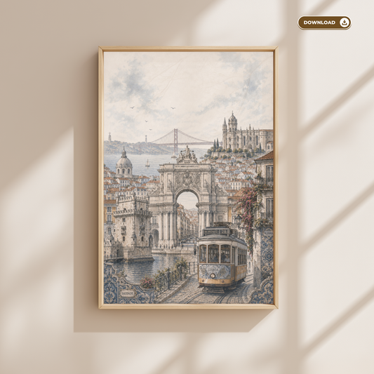 Lisbon Portugal Travel Wall Art - Landmarks (Digital Download)