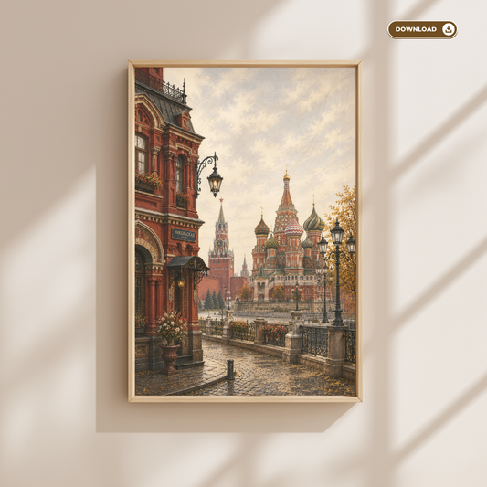 Moscow Russia Travel Wall Art - Vintage (Digital Download)