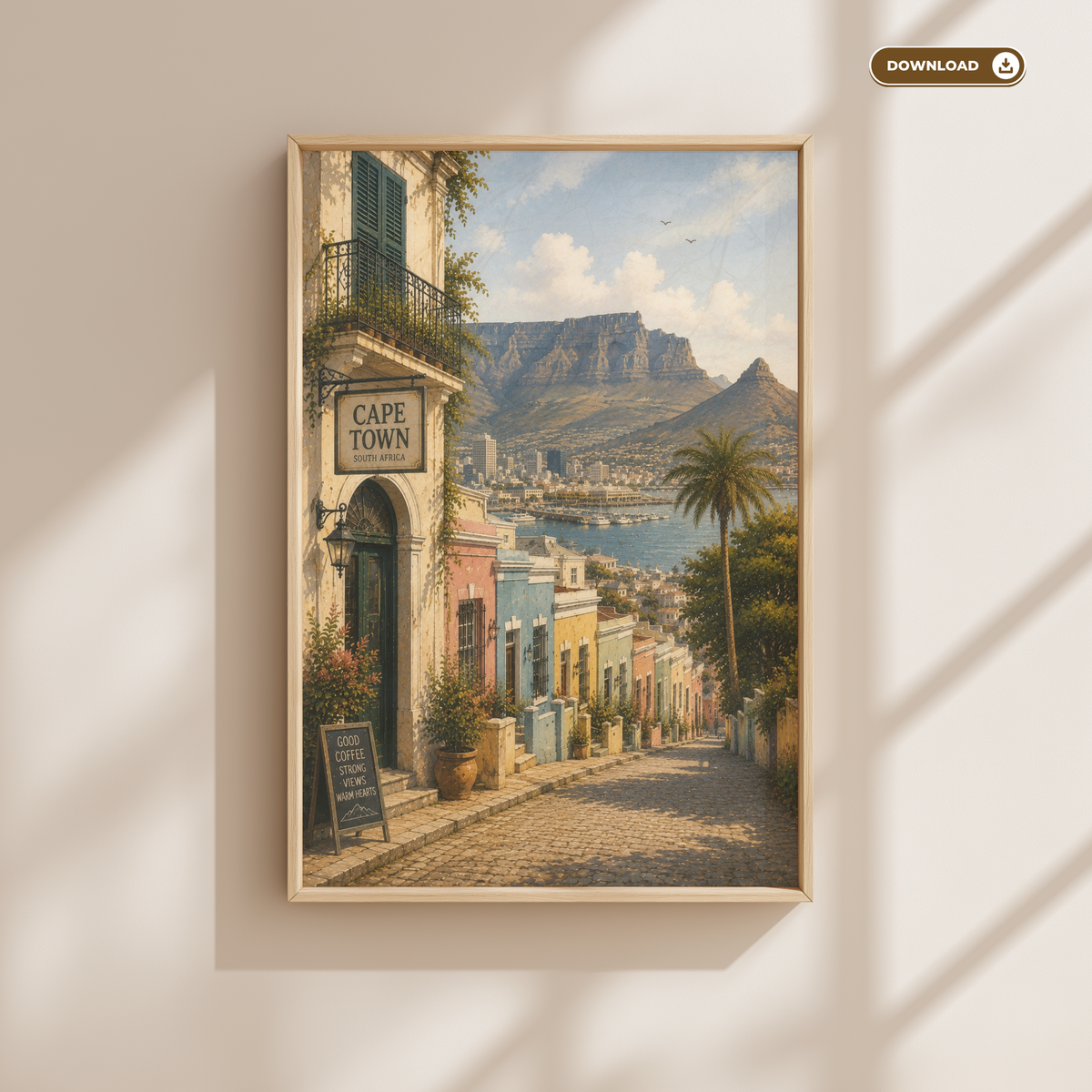 Cape Town South Africa Travel Wall Art - Vintage (Digital Download)