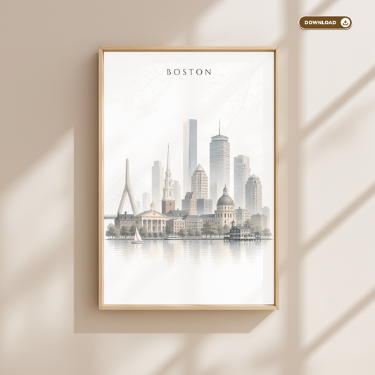 Boston USA Travel Wall Art - Skyline (Digital Download)