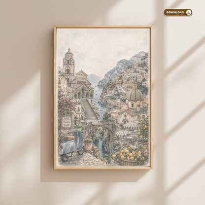Amalfi Coast Italy Travel Wall Art - Landmarks (Digital Download)