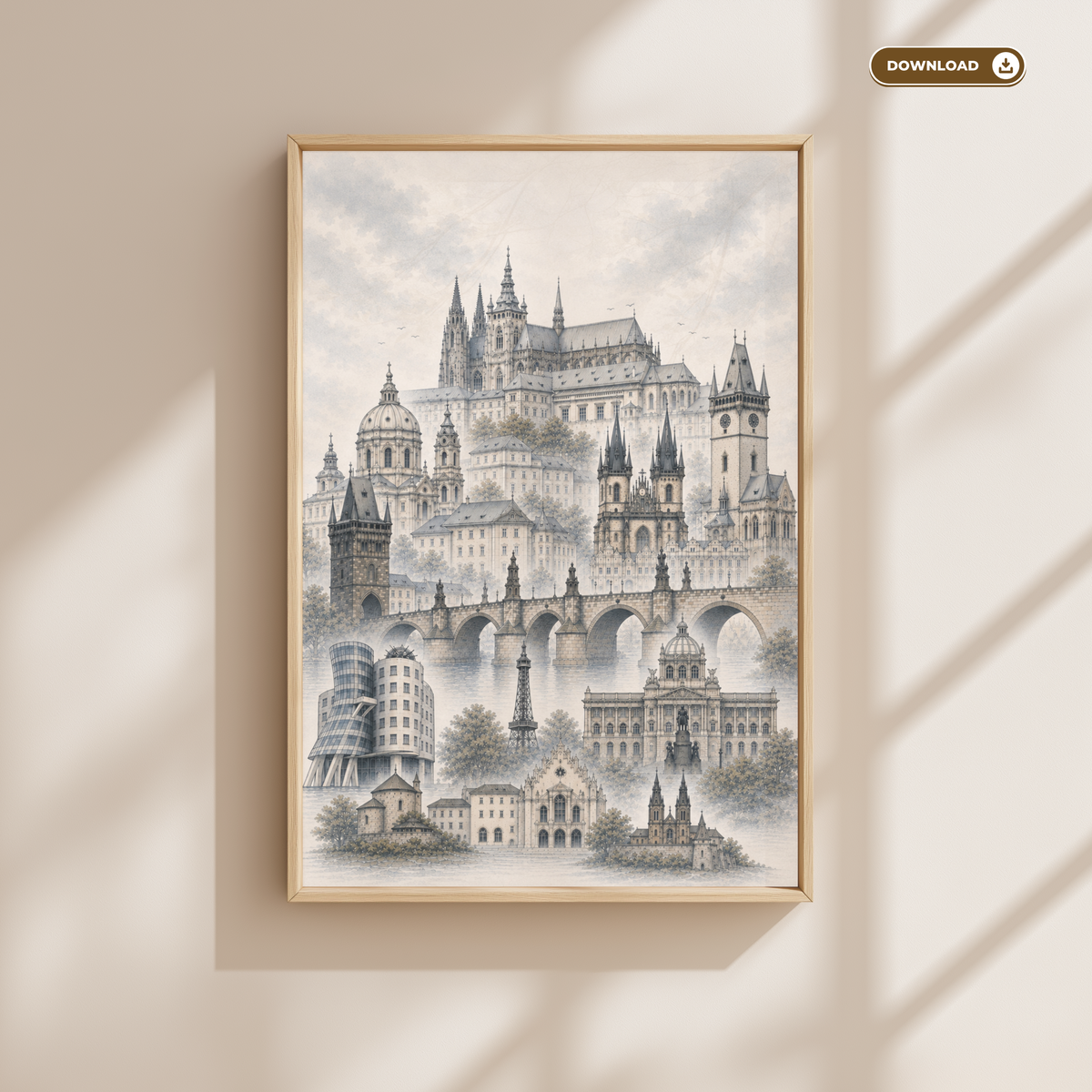 Prague Czech Republic Travel Wall Art - Landmarks (Digital Download)