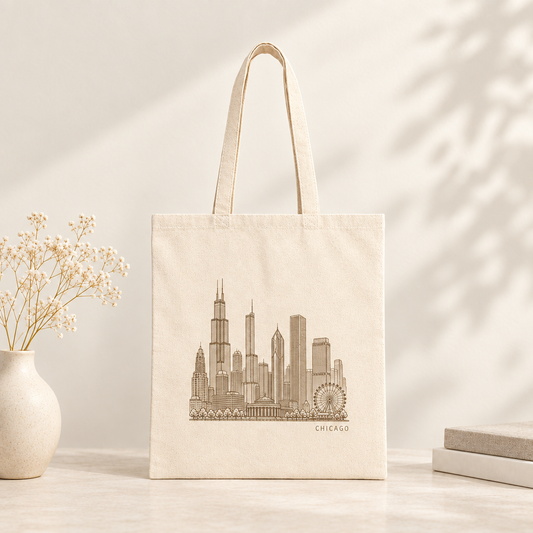 Chicago USA Tote Bag - Minimalist Typography