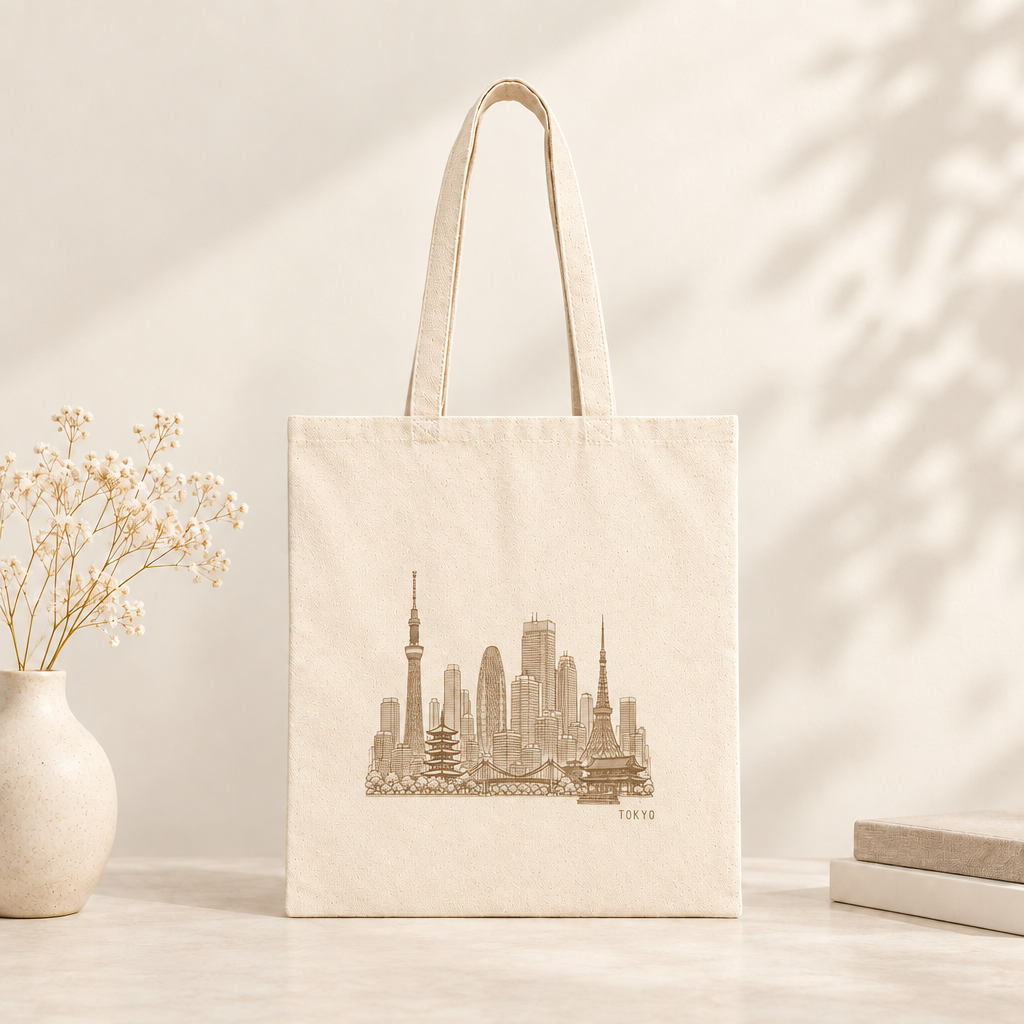 Tokyo Japan Tote Bag - Minimalist Skyline